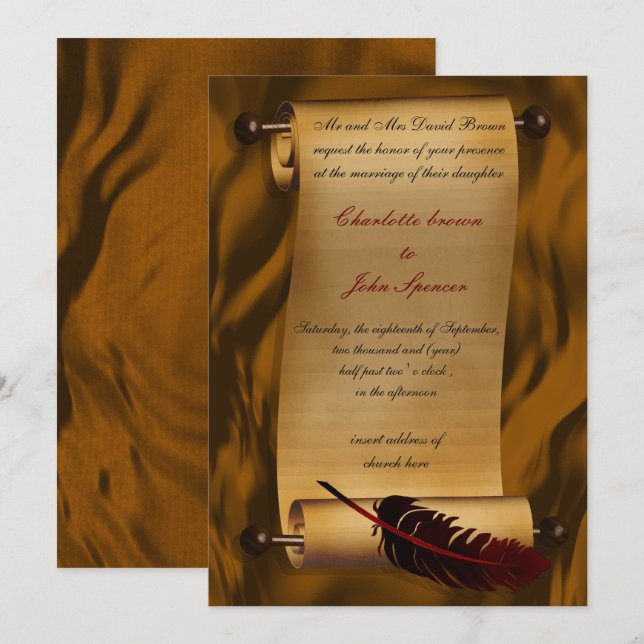 mediaeval scroll vintage invitation (Front/Back)