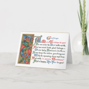 Mediaeval Scrolling Christmas Greetings Holiday Card