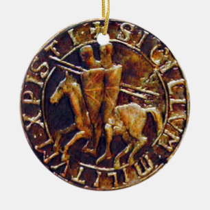 Mediaeval Seal of the Knights Templar Ceramic Tree Decoration