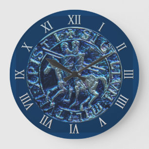 Mediaeval Seal of the Knights Templar Large Clock