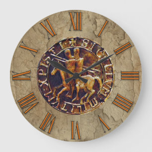 Mediaeval Seal of the Knights Templar Large Clock