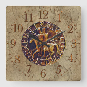 Mediaeval Seal of the Knights Templar Square Wall Clock