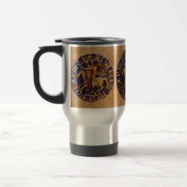 Mediaeval Seal of the Knights Templar Travel Mug (Left)