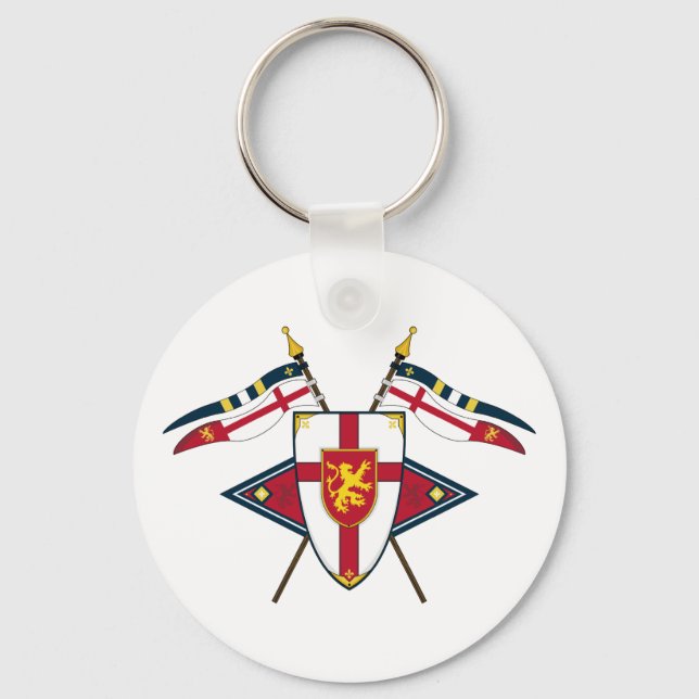 Mediaeval Shield and Flags Keychain (Front)