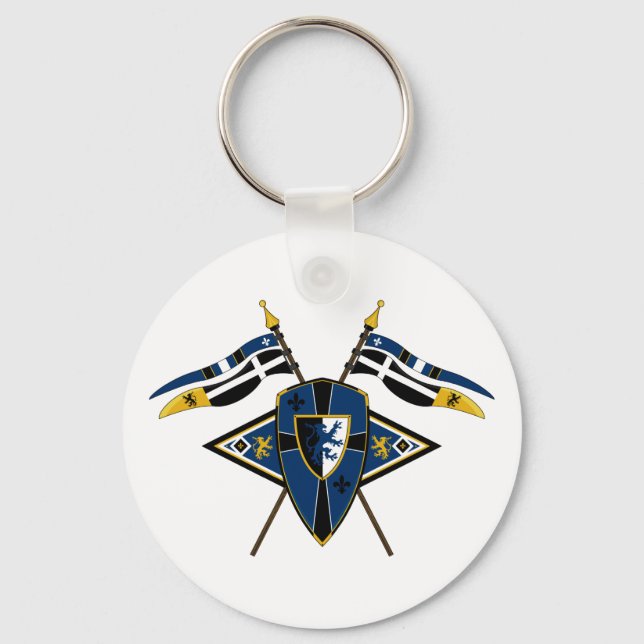 Mediaeval Shield and Flags Keychain (Front)