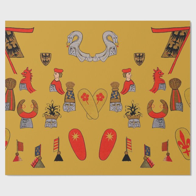 Mediaeval Shields, Flags and Emblems Gift Wrap (Flat)
