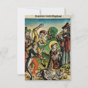 Mediaeval St. Stephen Stoning Martyrdom Holy Card