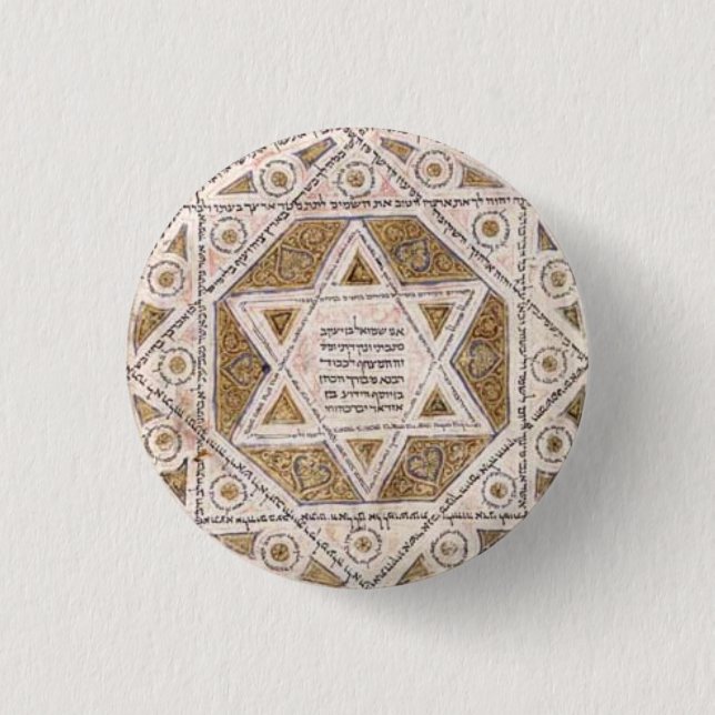 Mediaeval Star of David 3 Cm Round Badge (Front)