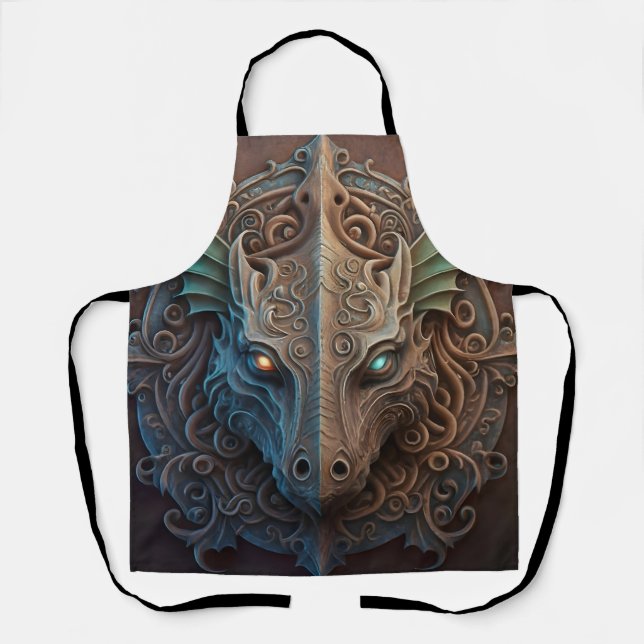 Mediaeval Stone Gargoyle Dragon Carving Apron (Front)