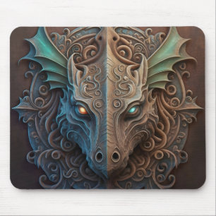 Mediaeval Stone Gargoyle Dragon Carving Mouse Mat