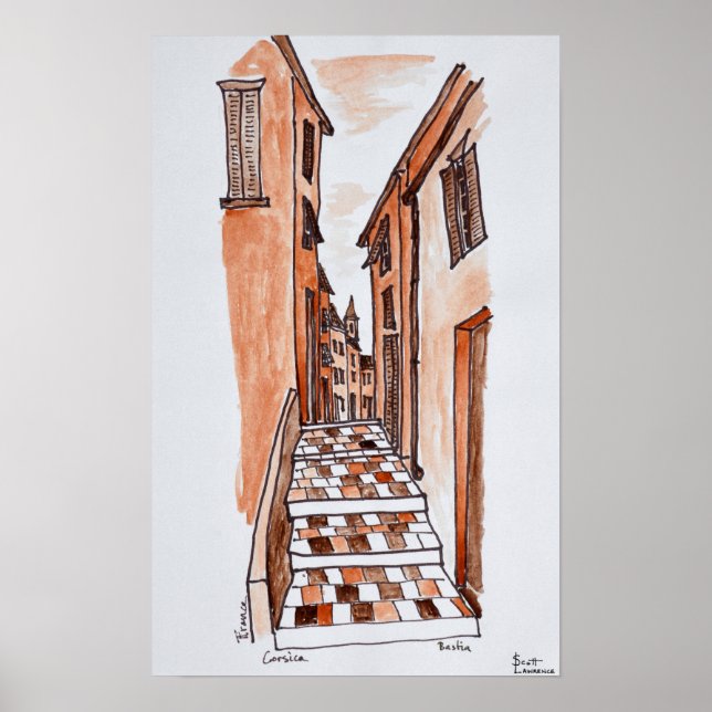 Mediaeval Streets of Bastia | Corsica, France Poster (Front)