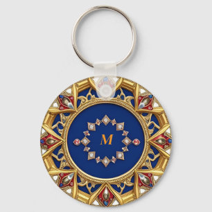 Mediaeval Style Artistic Golden Ornament Key Ring