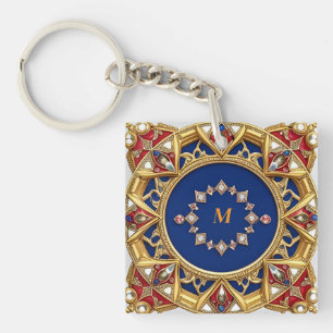 Mediaeval Style Artistic Golden Ornament Key Ring