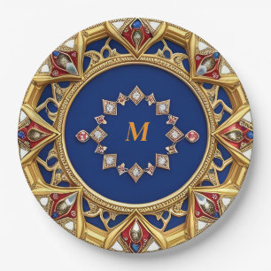 Mediaeval Style Artistic Golden Ornament Paper Plate