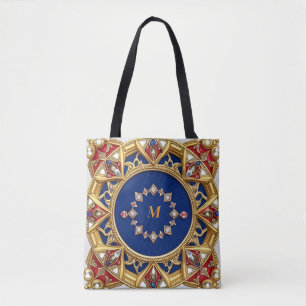Mediaeval Style Artistic Golden Ornament Tote Bag