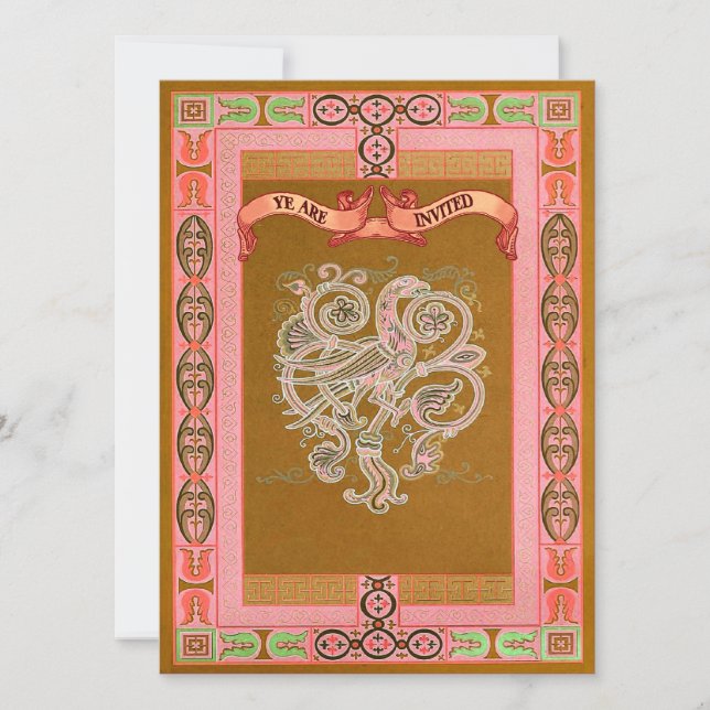 Mediaeval Style Celtic Patterns Wedding Invites (Front)