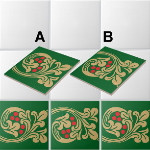 Mediaeval Style Grapevine Frieze Pattern B Tile