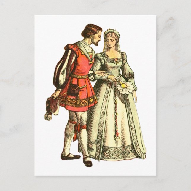 Mediaeval Style Illustration ~ Lord And Lady Postcard (Front)