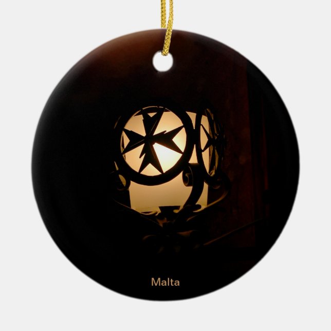 Mediaeval style lantern from Malta Ceramic Tree Decoration (Front)