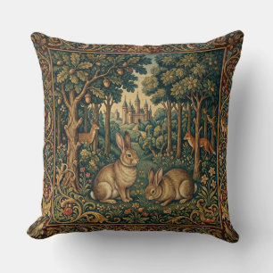 Mediaeval Style Woodland Forest Rabbit Fairy Tale Cushion