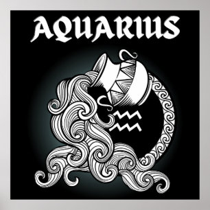 Mediaeval Style Zodiac Aquarius Poster