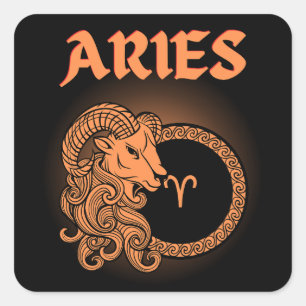 Mediaeval Style Zodiac Aries Square Sticker