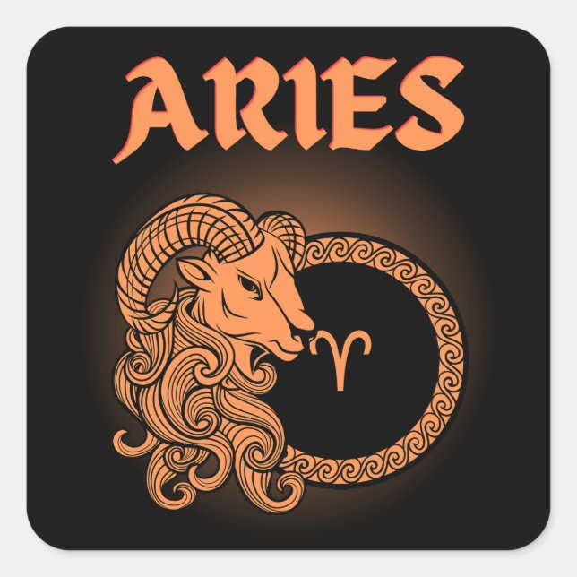 Mediaeval Style Zodiac Aries Square Sticker (Front)