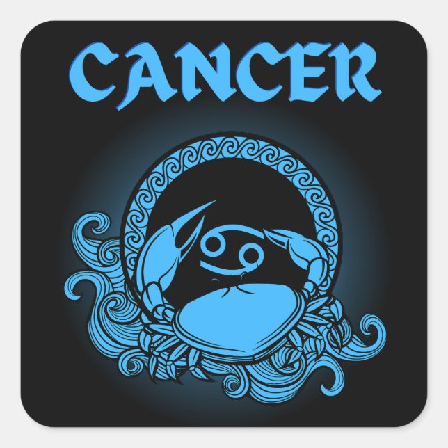 Mediaeval Style Zodiac Cancer Square Sticker (Front)