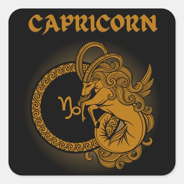 Mediaeval Style Zodiac Capricorn Square Sticker (Front)