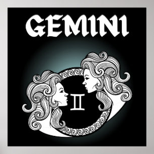 Mediaeval Style Zodiac Gemini Poster