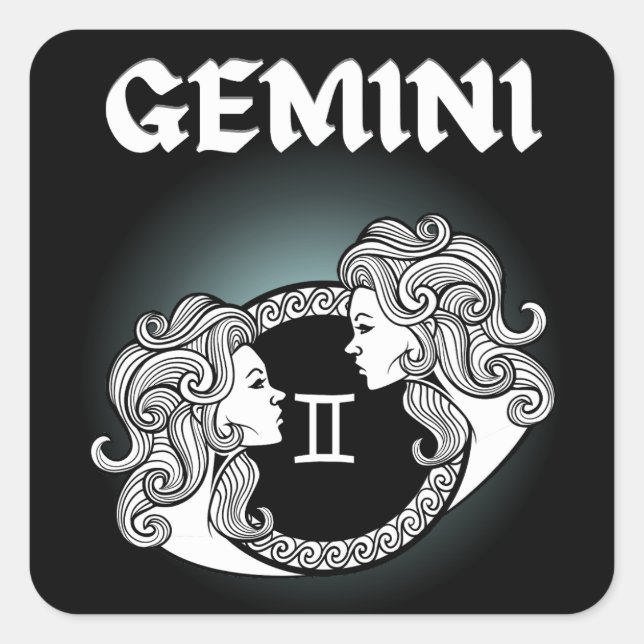 Mediaeval Style Zodiac Gemini Square Sticker (Front)
