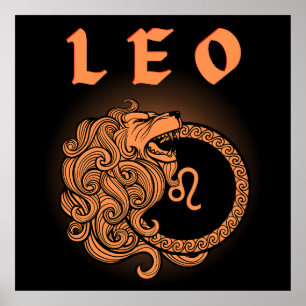Mediaeval Style Zodiac Leo Poster