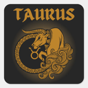 Mediaeval Style Zodiac Taurus Square Sticker
