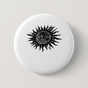 Mediaeval Sun Engraving - Whimsigoth Aesthetic - W 6 Cm Round Badge