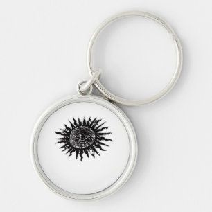 Mediaeval Sun Engraving - Whimsigoth Aesthetic - W Key Ring