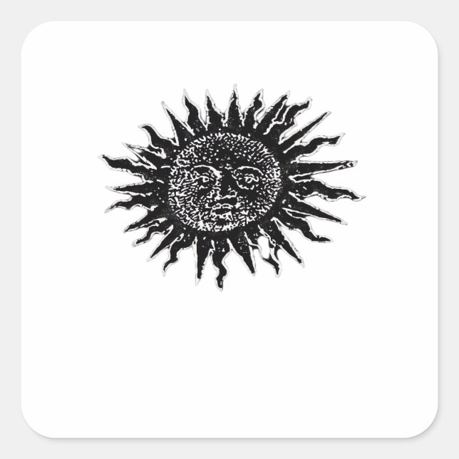 Mediaeval Sun Engraving - Whimsigoth Aesthetic - W Square Sticker (Front)
