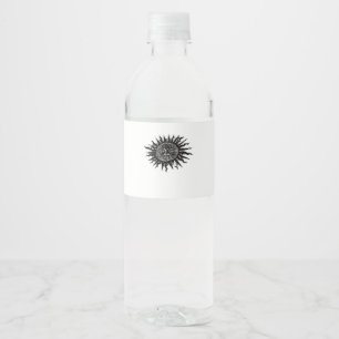 Mediaeval Sun Engraving - Whimsigoth Aesthetic - W Water Bottle Label