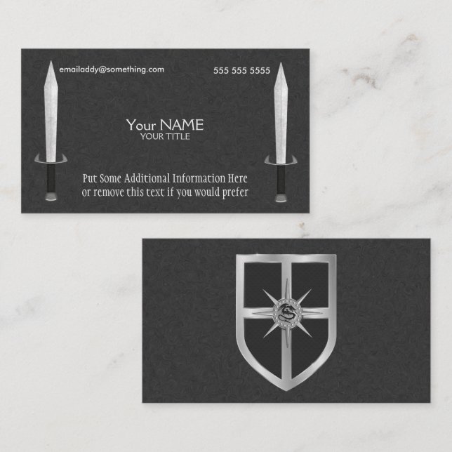 Mediaeval Sword and Shield Business Cards (Front/Back)