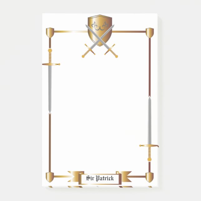 Mediaeval Sword and Shield Post-it® Notes 4 x 6 (Front)