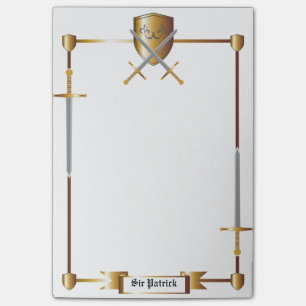 Mediaeval Sword and Shield Post-it® Notes 4 x 6
