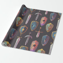 Mediaeval Sword and Shield Wrapping Paper