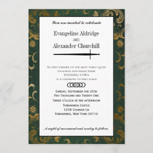 Mediaeval Sword Elegant Tabletop Gamer Wedding Invitation