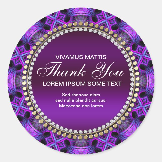 Mediaeval Tapestry  Purple Thank You Sticker (Front)