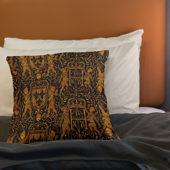 Mediaeval Tapestry Red Gold and Black Cushion (Creator Uploaded)