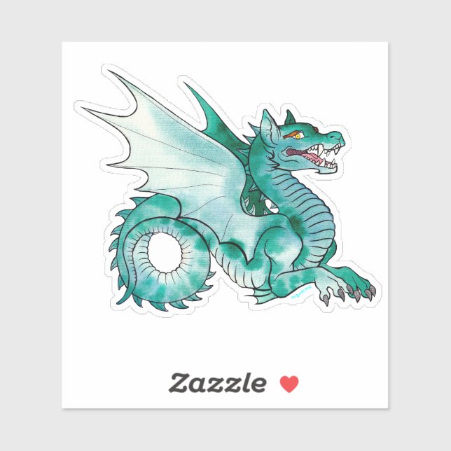 Mediaeval Teal Water Dragon (Sheet)