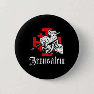 Mediaeval Templar Knight On War Horse Jerusalem Cr 6 Cm Round Badge