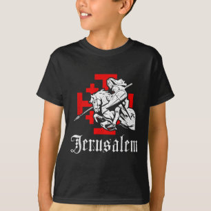 Mediaeval Templar Knight On War Horse Jerusalem Cr T-Shirt