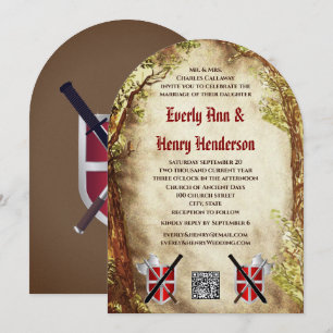 Mediaeval Terracotta Enchanted Forest Wedding Invitation