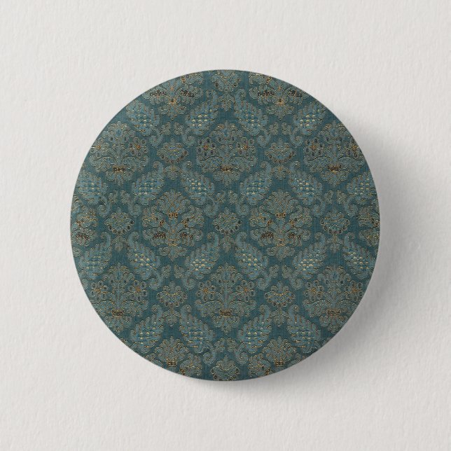 mediaeval textile pattern texture tapestry backgro 6 cm round badge (Front)