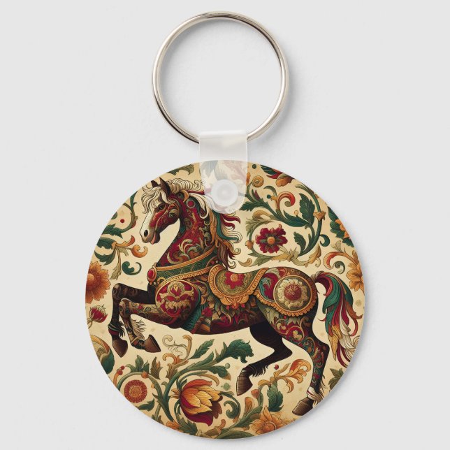 Mediaeval The Enchanted Steed in Bloom  Key Ring (Front)